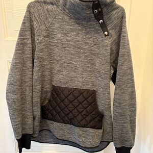 Roper Gray and Black Cowl Neck Sweater with Quilted Detail